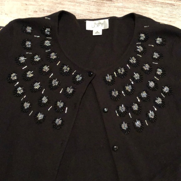 Loft black beaded cardigan size medium - Picture 2 of 4